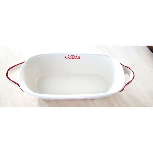 Whimsical Cupboard Ceramic Oblong Christmas Dog Themed Ovenproof Dish NEW 11x8x3 - Picture 5 of 8